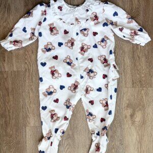 Lanz of Salzburg Teddy Bear Footed Girls Pajamas size XL (2T)